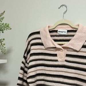 Princess Polly Blush and Brown Striped Sweater